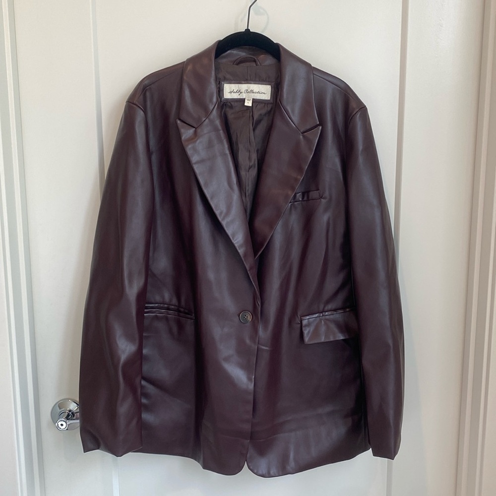 Sebby Collection Brown Faux Leather Jacket